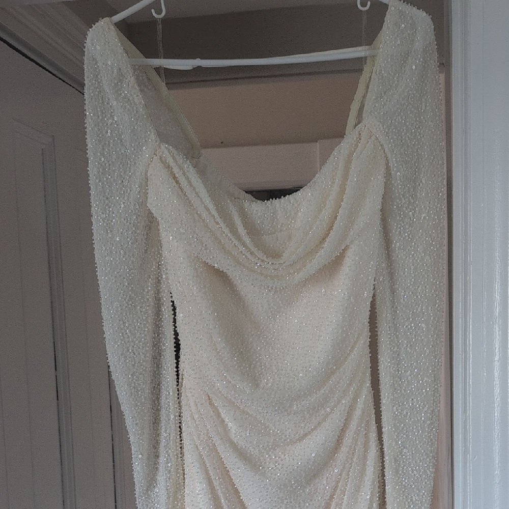 Elegant White Beaded Dress